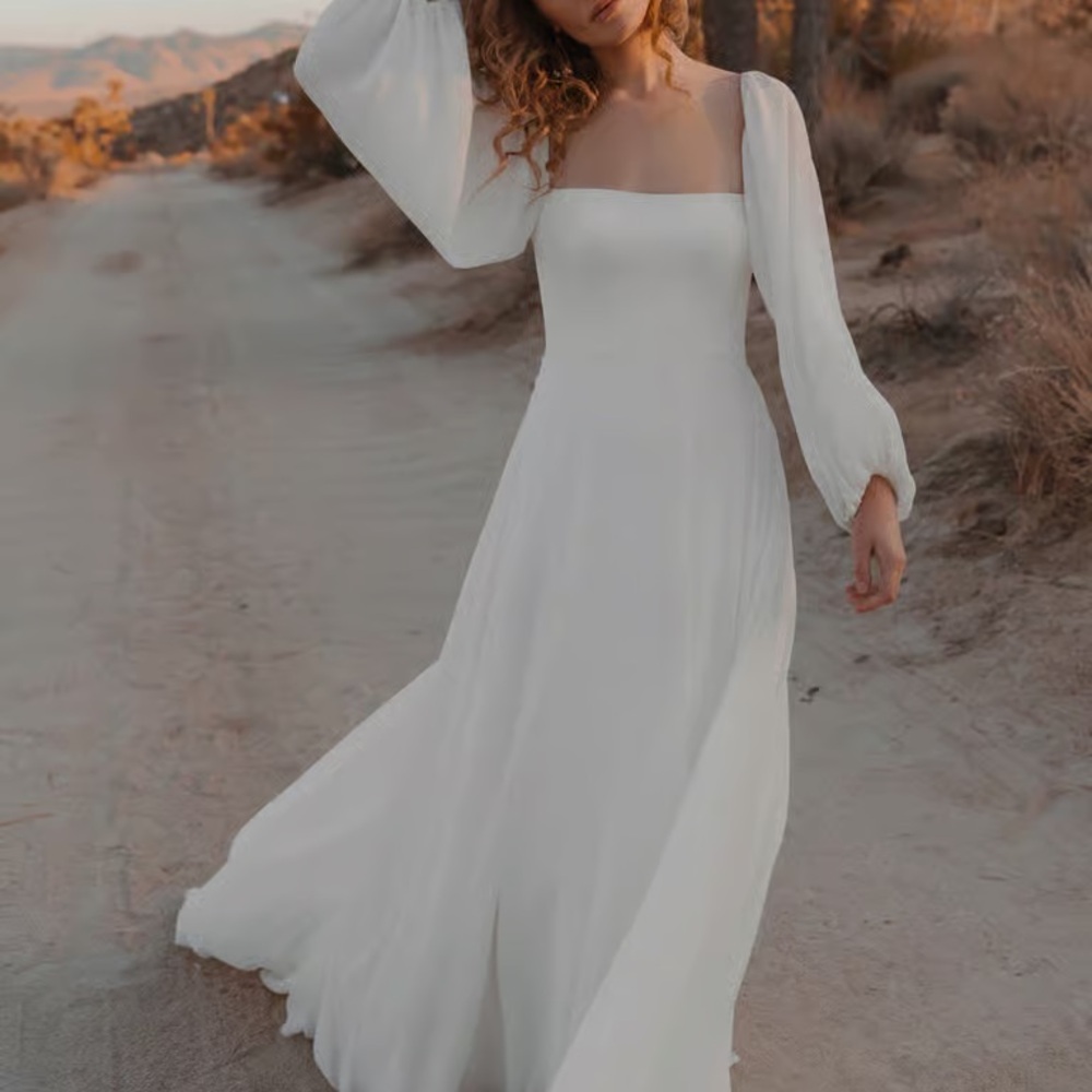 Jenny Yoo Louise White Long Sleeve Wedding Dress